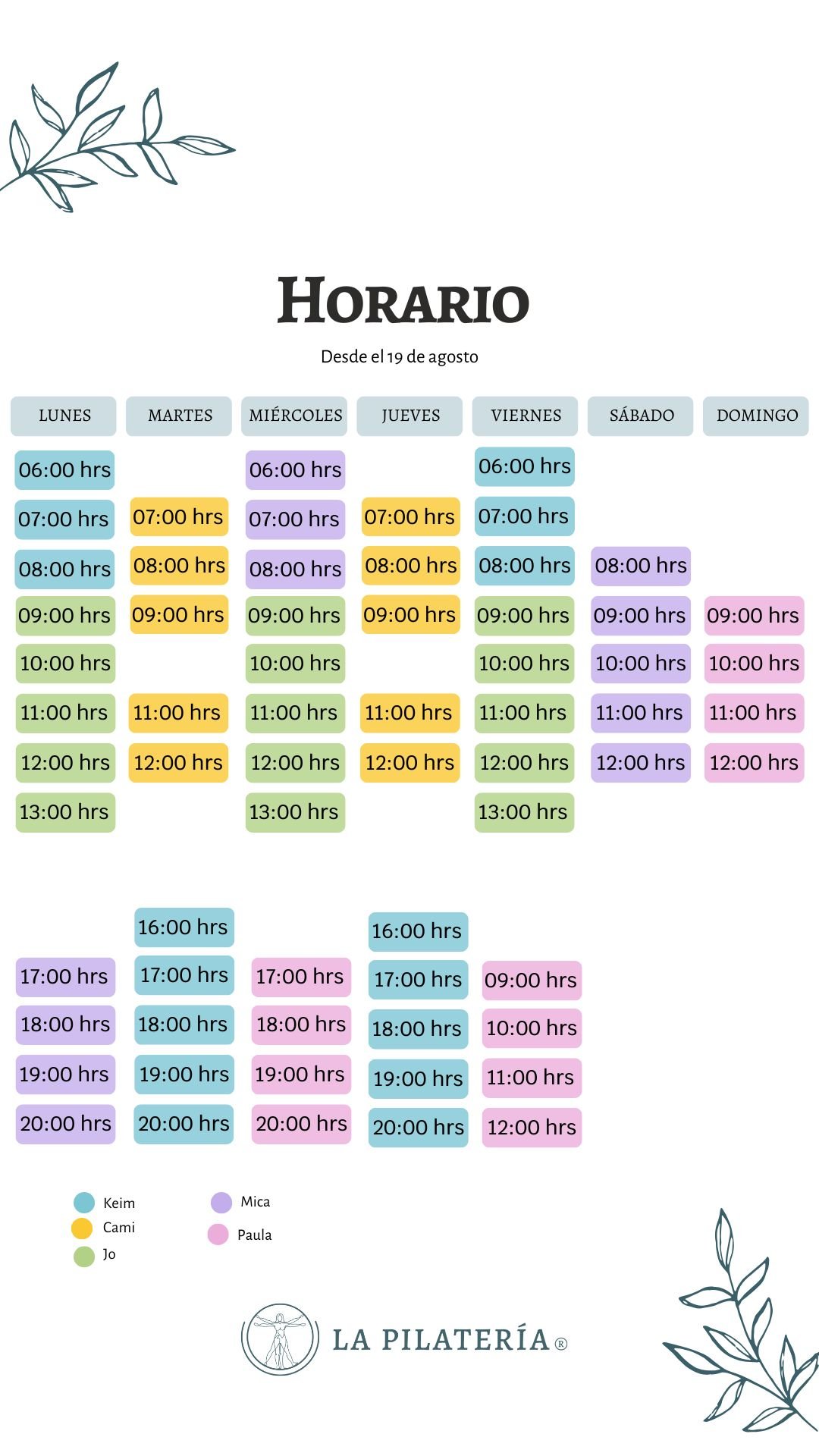 Horarios - La Pilatería